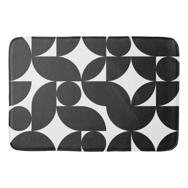 Tapis De Bain Abstrait géométrique noir et blanc milieu de siècl (Devant)