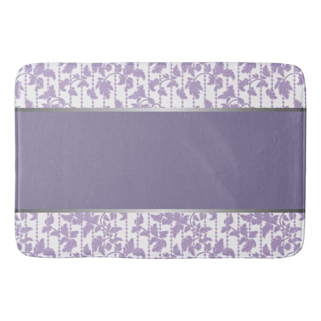 Tapis de bain abstrait lavande et argent (Devant)