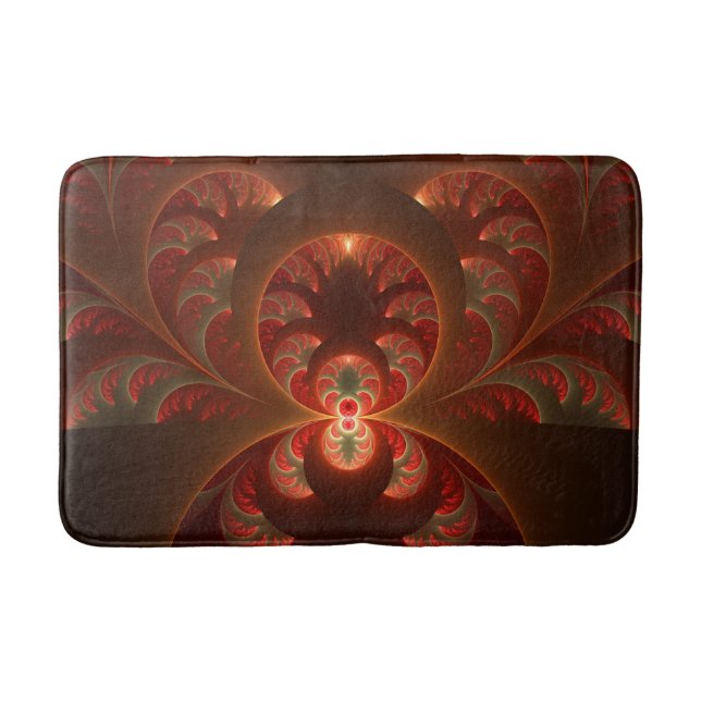Tapis De Bain Abstrait lumineux rouge orange moderne Fractal (Devant)