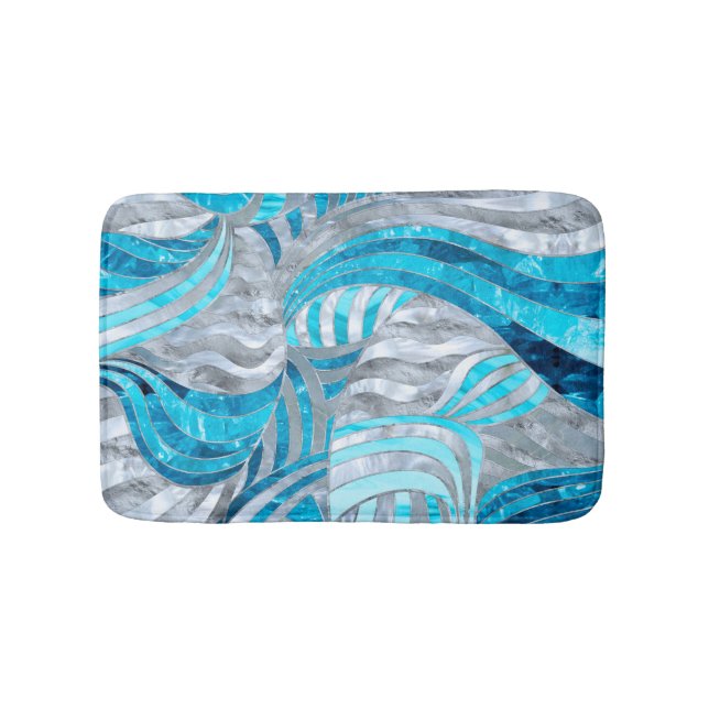 Tapis De Bain Abstrait métallique bleu (Devant)