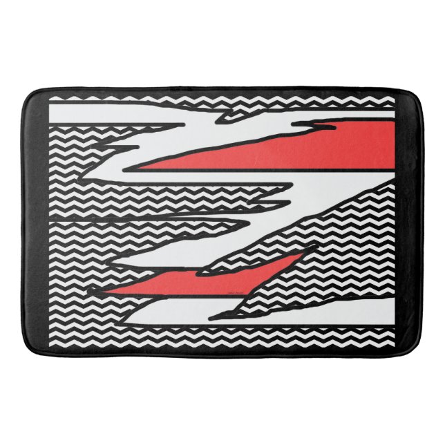 Tapis De Bain Abstrait moderne Géométrique Rouge Noir Grand Mat  (Devant)