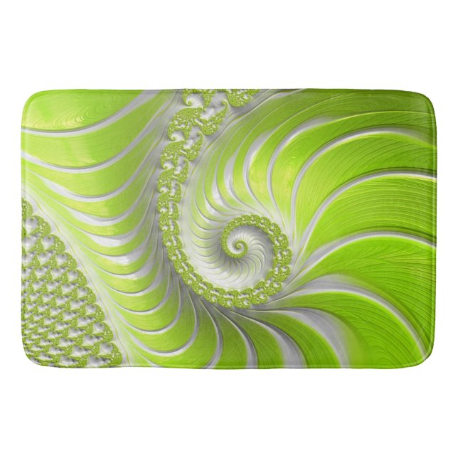 Tapis De Bain Abstrait Moderne Lime Green Spiral Fractal (Devant)