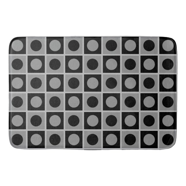 Tapis de bain Abstrait moderne noir et gris (Devant)