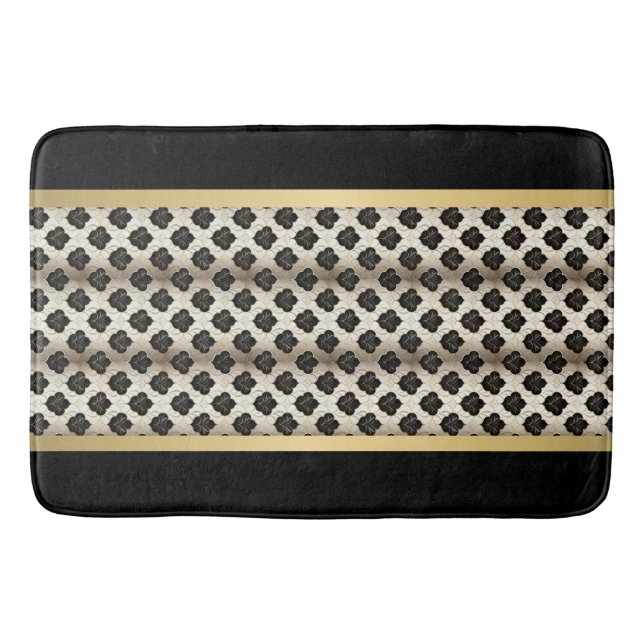 Tapis de bain abstrait moderne or et noir (Devant)