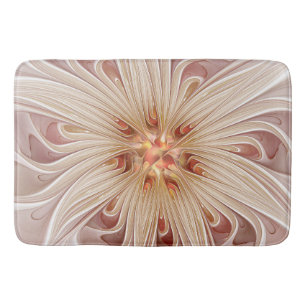 Tapis De Bain Abstrait Moderne Peach Pastel Flower Fractal Art