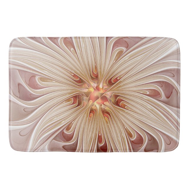 Tapis De Bain Abstrait Moderne Peach Pastel Flower Fractal Art (Devant)