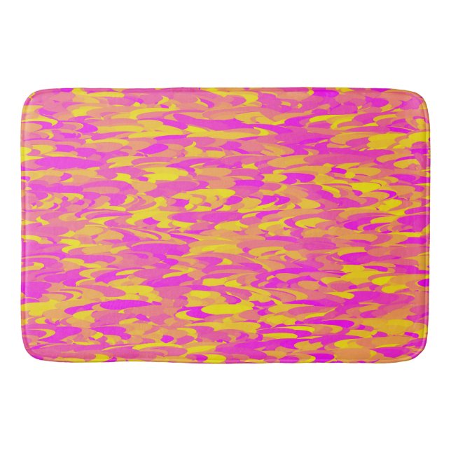 Tapis De Bain Abstrait Motif rose jaune orangé (Devant)