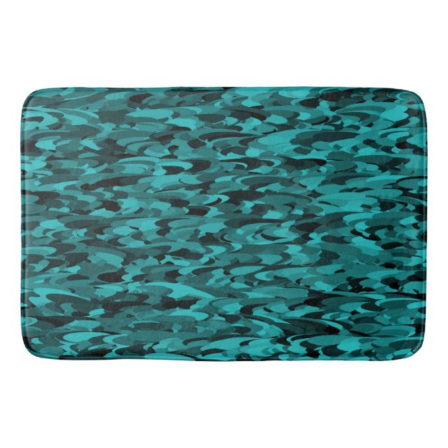 Tapis De Bain Abstrait Motif Turquoise Noir (Devant)