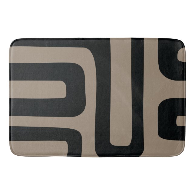 Tapis de bain abstrait noir et beige (Devant)