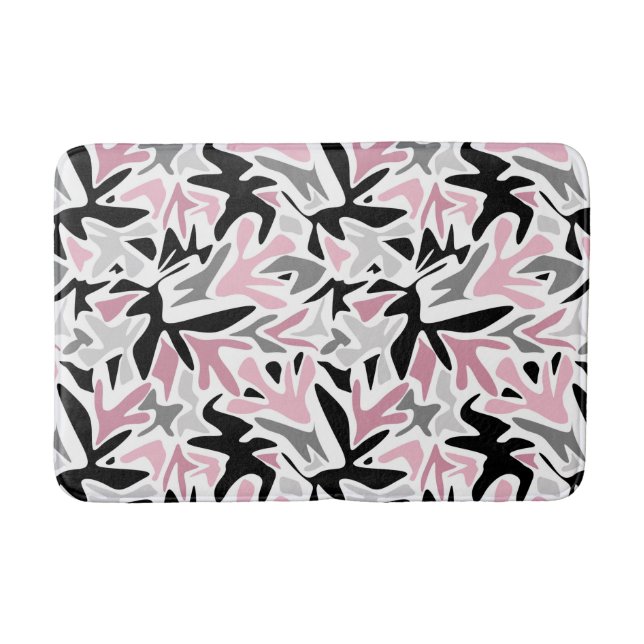 Tapis De Bain Abstrait, Noir et Rose, Jeune, Throw Pill moderne (Devant)