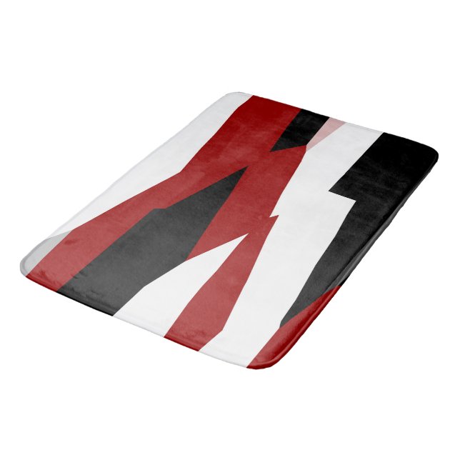 Tapis De Bain Abstrait noir, rouge et blanc (Angle)