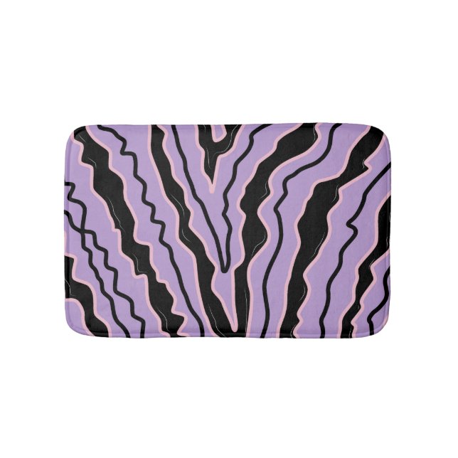 Tapis De Bain Abstrait noir violet marbre Boho Super Motif (Devant)