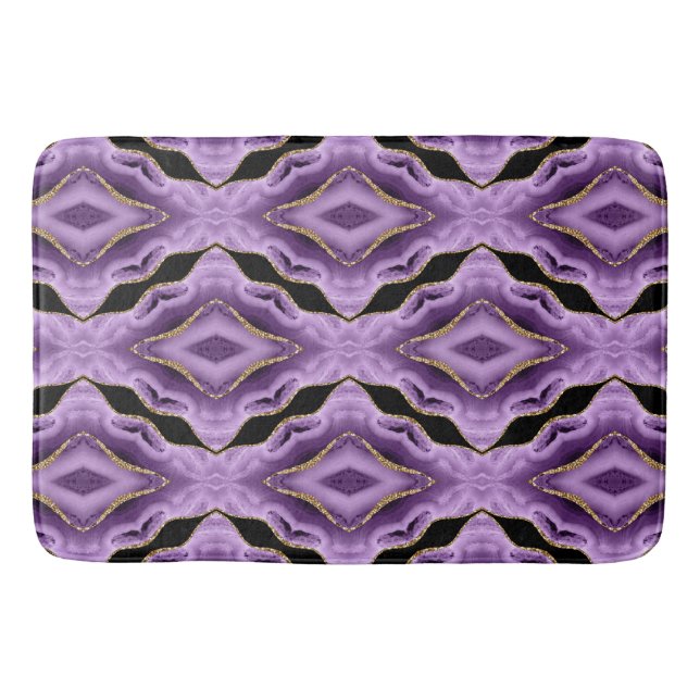 Tapis De Bain Abstrait noir violet or (Devant)