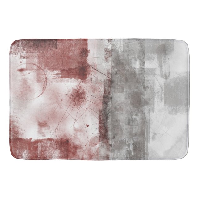 Tapis De Bain Abstrait Rustique Moderne De La Bourgogne Blanche  (Devant)