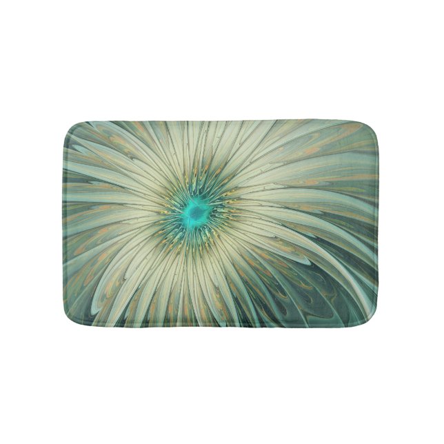 Tapis De Bain Abstrait Sage Green Imaginaire Fleur Fractal Art (Devant)