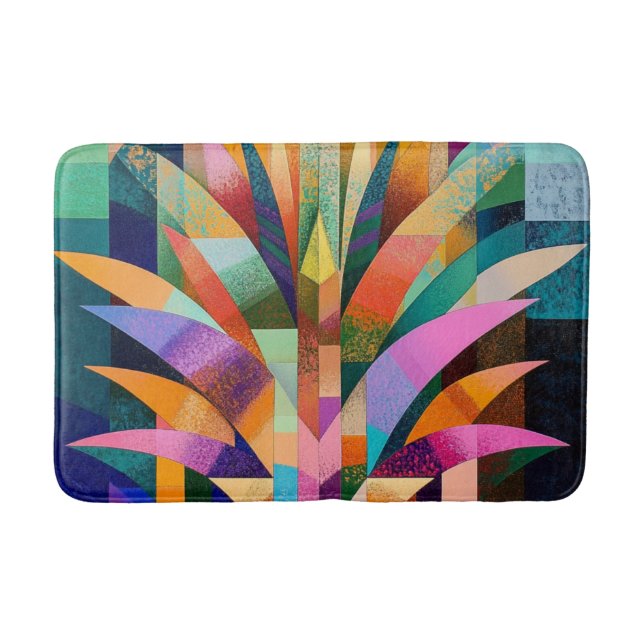 Tapis de bain abstrait vibrant Agave (Devant)