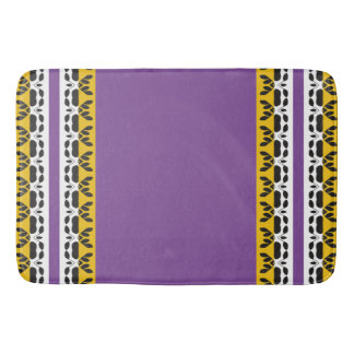 Tapis De Bain Abstraite bordure de flore jaune violet noir