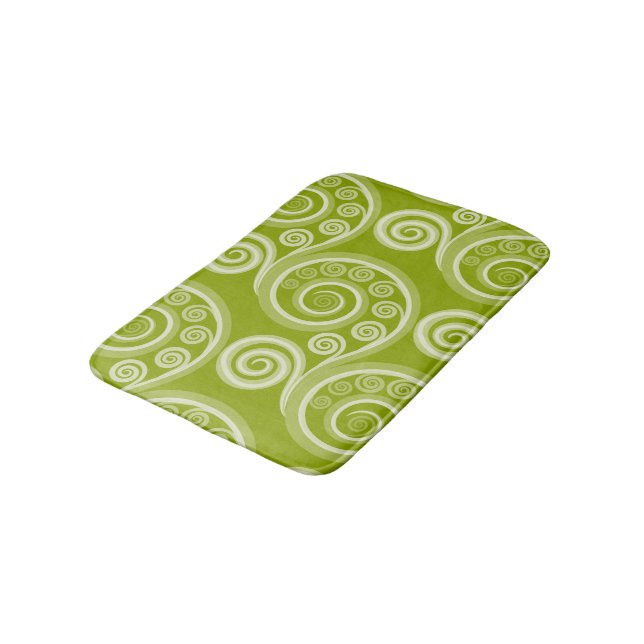 Tapis De Bain Abstraite Ferne verte Frond Swirl Mat de bain (Angle)