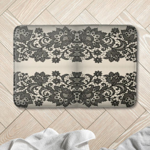 Tapis De Bain abstraite fille Vintage paris noir motif dentelle