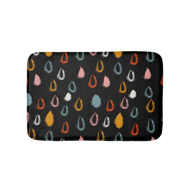 Tapis De Bain Abstraite goutte de pluie boho, doodle tribal. (Devant)
