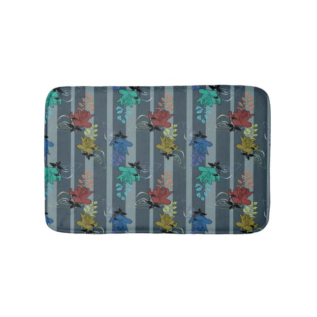 Tapis De Bain Abstraite ligne décorative rétro rayée (Devant)