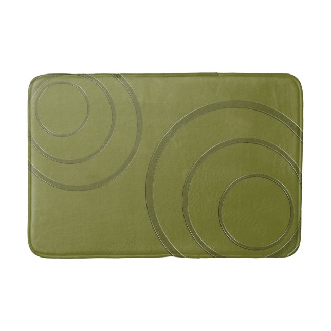 Tapis De Bain Abstraits cercles verts khakiround 3d effet modern (Devant)