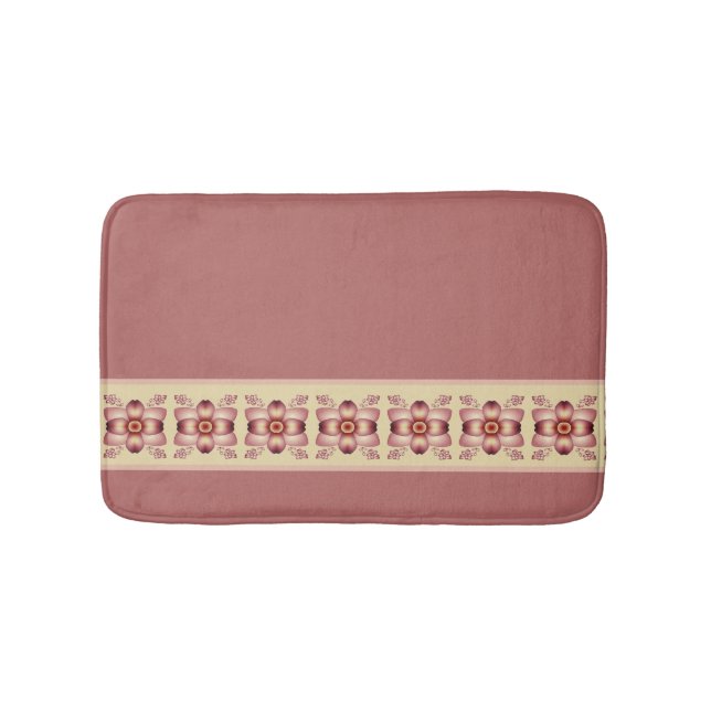 Tapis De Bain Accent Floral Rose Rose Et Dusté (Devant)