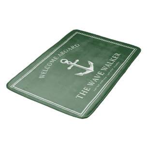 Tapis De Bain Accueil nautique   Chasseur vert et blanc