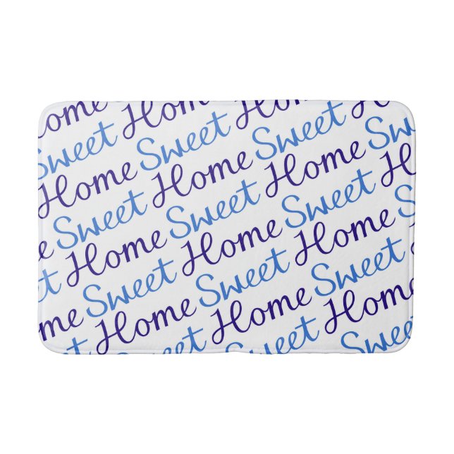 Tapis De Bain Accueil Sweet Home Diagonal Rpt Script Ptn Blues & (Devant)