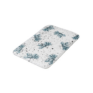 Tapis De Bain Acier peint à la main bleu Design floral