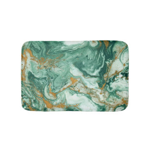 Tapis De Bain Acrylique vert doré : art de la texture marbré.
