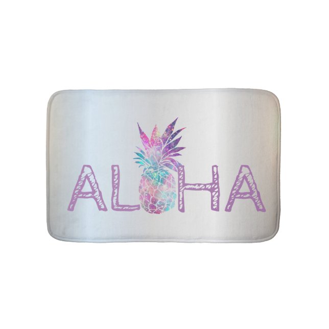 Tapis De Bain Adorable Aloha Hawaïen Pineapple, Argent (Devant)