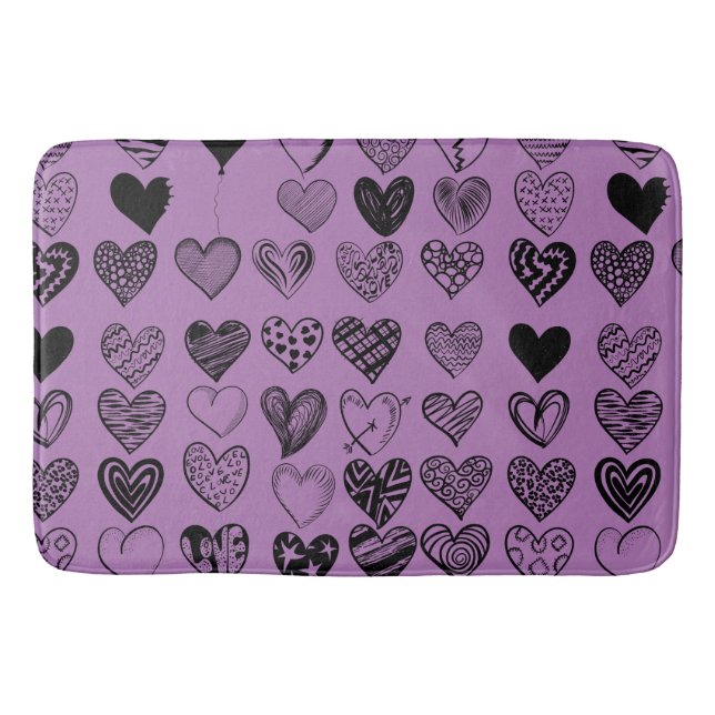Tapis De Bain Adorable Black Heart Scribble Dessin Mat de bain (Devant)