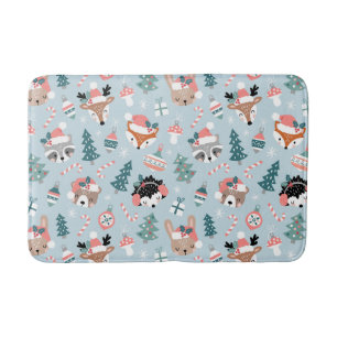 Tapis De Bain Adorable Bois Noël Animal Visages Motif