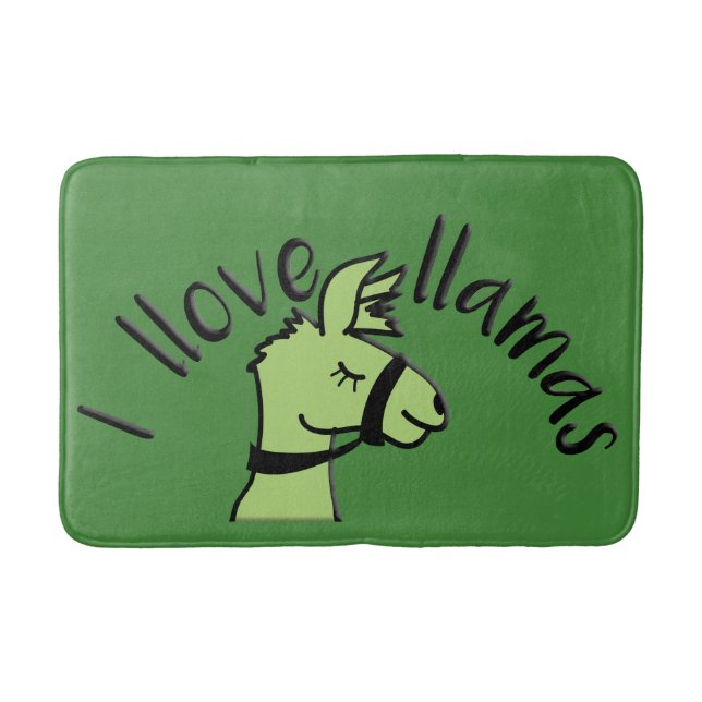 Tapis De Bain Adorables Llama Love I Llove Llamas Green Bath Mat (Devant)