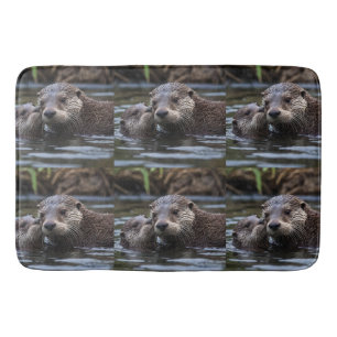 Tapis De Bain **"Adrift in Love : Mummy and Baby Otter"**