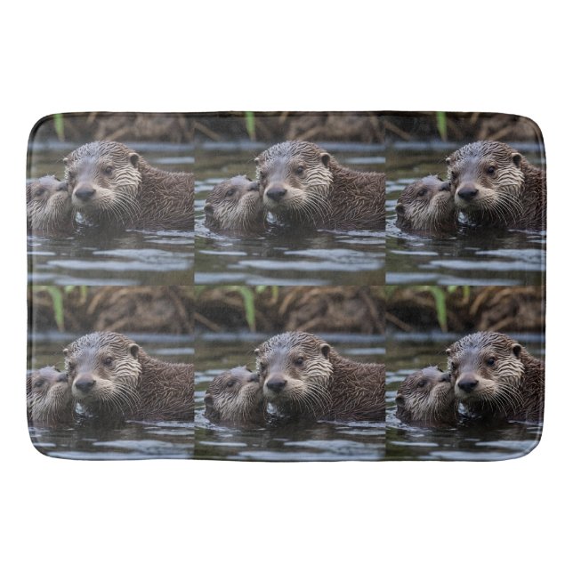 Tapis De Bain **"Adrift in Love : Mummy and Baby Otter"** (Devant)