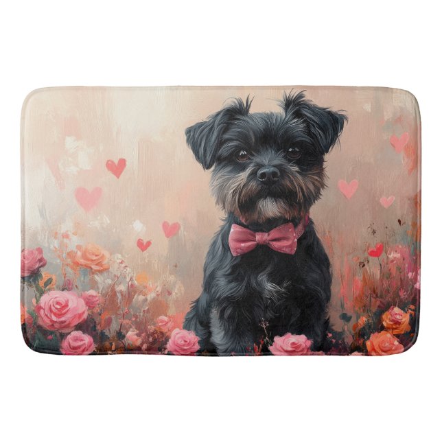 Tapis De Bain Affenpinscher avec des roses - Saint-Valentin (Devant)