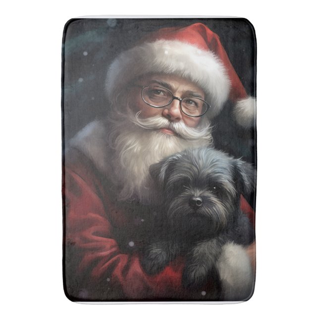Tapis De Bain Affenpinscher avec Noël Festif du Père Noël (devant Vertical)