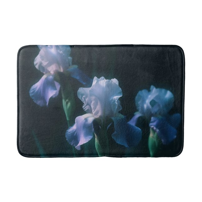 Tapis De Bain Affiche d'art mural floral Iris Bleu (Devant)