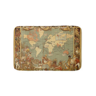 Tapis De Bain Affiche de la carte du monde de l'Empire britanniq