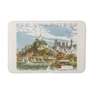 Tapis De Bain Affiche de voyage vintage de la baie de San Franci