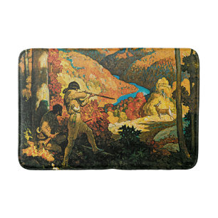 Tapis De Bain Affiche de voyage vintage NC Wyeth, Dans le vieux