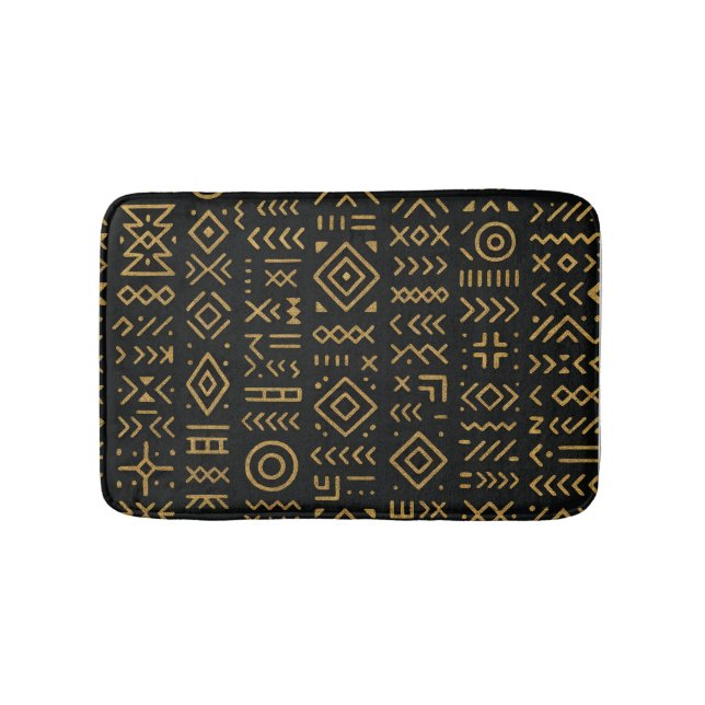 Tapis De Bain Afro Luxe Black & Gold Tribal (Devant)