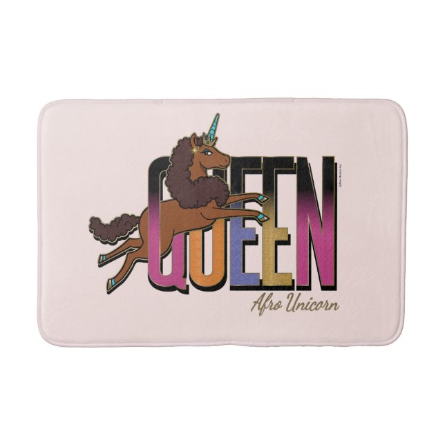 Tapis De Bain Afro Unicorn Queen Design (Devant)