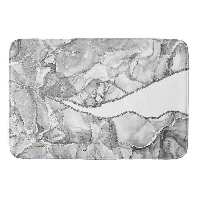 TAPIS DE BAIN AGATE EN MARBRE D'ARGENT LÉGER PARTIES SCINTILLANT (Devant)