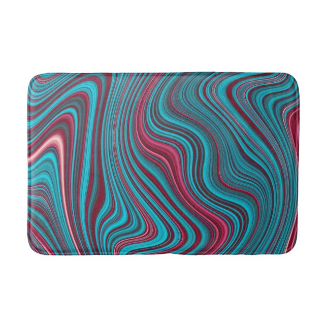 Tapis De Bain Agate marbré bleu et magenta ondulé Abrégé (Devant)
