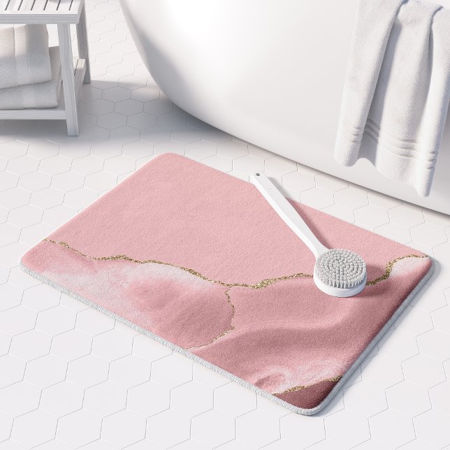 Tapis De Bain Agate Rose Pâle Paillettes d'Or (Créateur téléchargé)