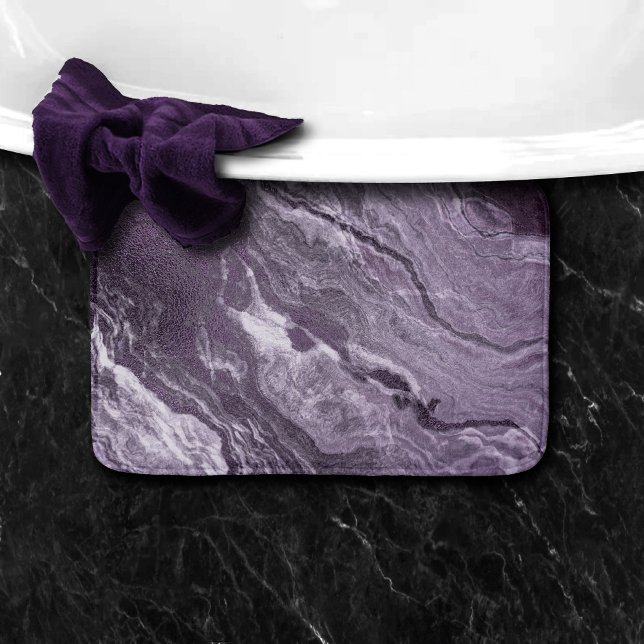 Tapis De Bain Agate violette cristallisée | Moody Marbled Stone (Créateur téléchargé)
