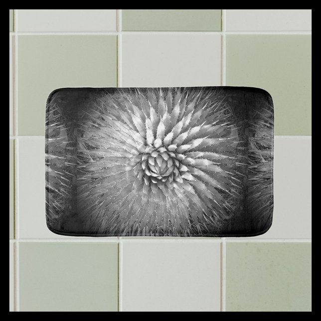 Tapis De Bain Agave Abstrait Noir et Blanc Plush Bain Mat (Créateur téléchargé)